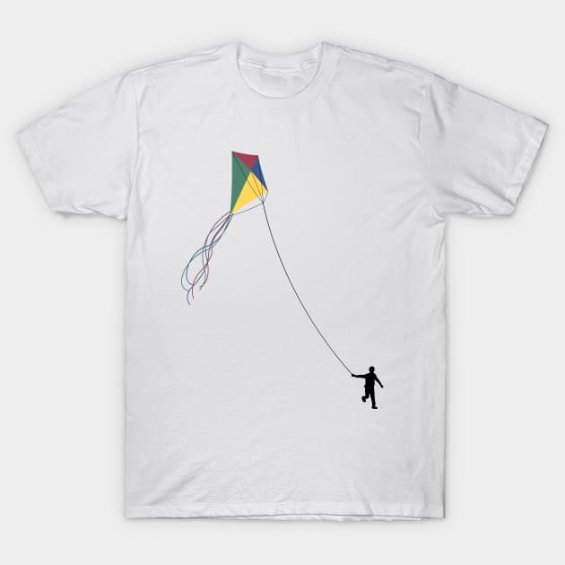 Kid Flying Kite - Children's Outdoor Play T-Shirt by gegogneto